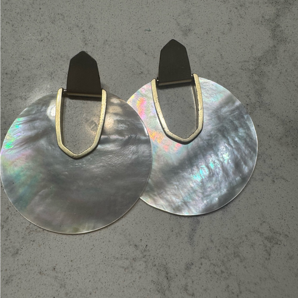 Kendra Scott Iridescent Shell Earrings with Gold
